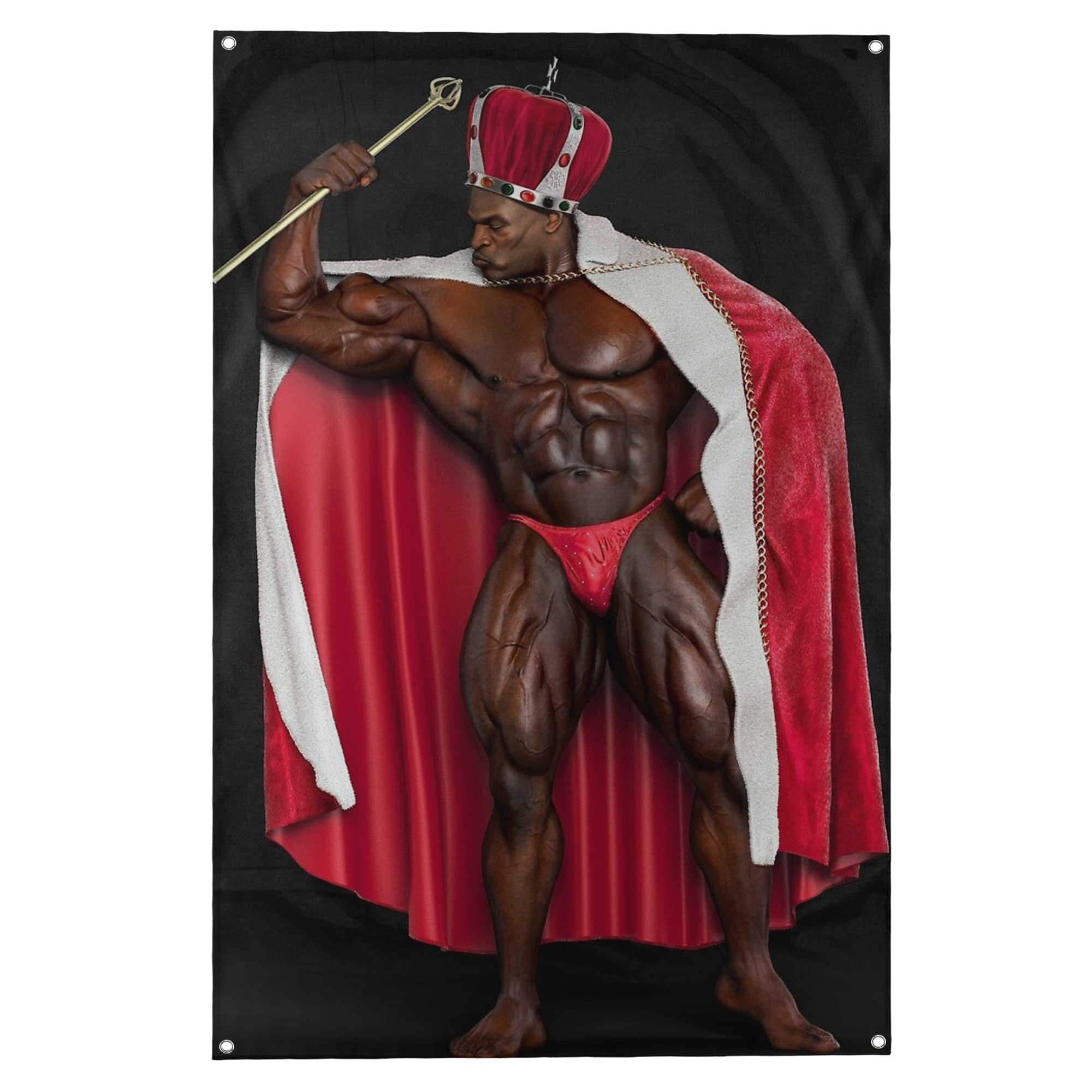 Banger Flags - Ronnie Coleman The King 8x Mr Olympia Motivational Inspirational Office Gym Dorm Wall Decor Design on a 3X5 Feet with 4 Grommets for Easy Hanging. Authentic BANGER FLAG.