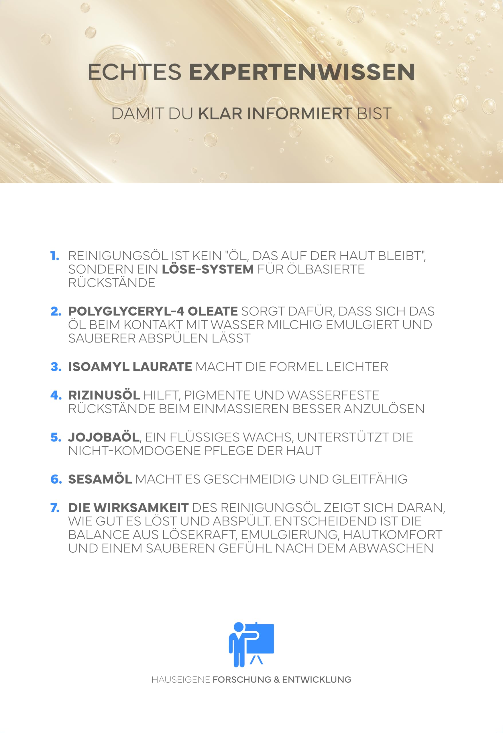 Gesichtsreinigung: Reinigungsöl für das Gesicht (Cleansing Oil) mit BIO Arganöl, Jojobaöl & Rizinusöl; Make Up Entferner, Talg & Sonnencreme; Ohne Augenbrennen, Alkohol, AHA & BHA; Leicht abzuwaschen