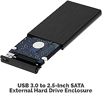 Vista 4 de SABRENT Carcasa de disco duro externo de aluminio SATA ultradelgada USB 3.0 a 2.5 pulgadas + cable de extensión USB 3.0 de 22 AWG de 3 pies
