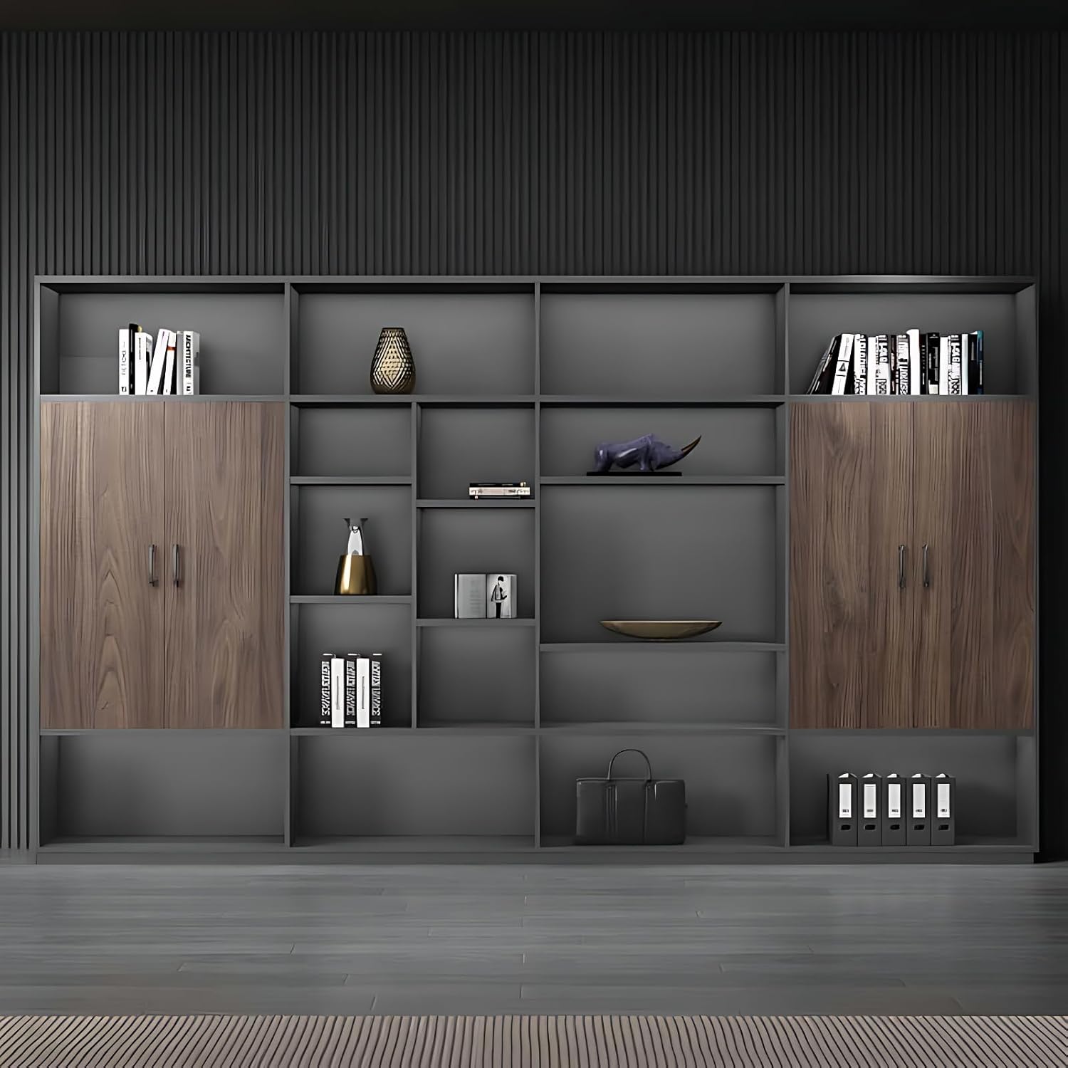 Executive Desk - Luxury l Shaped Desk with Drawers Solid Wood Desk with LED Light Strip Home Office