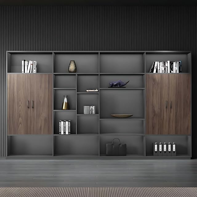 Executive Desk - Luxury l Shaped Desk with Drawers Solid Wood Desk with LED Light Strip Home Office