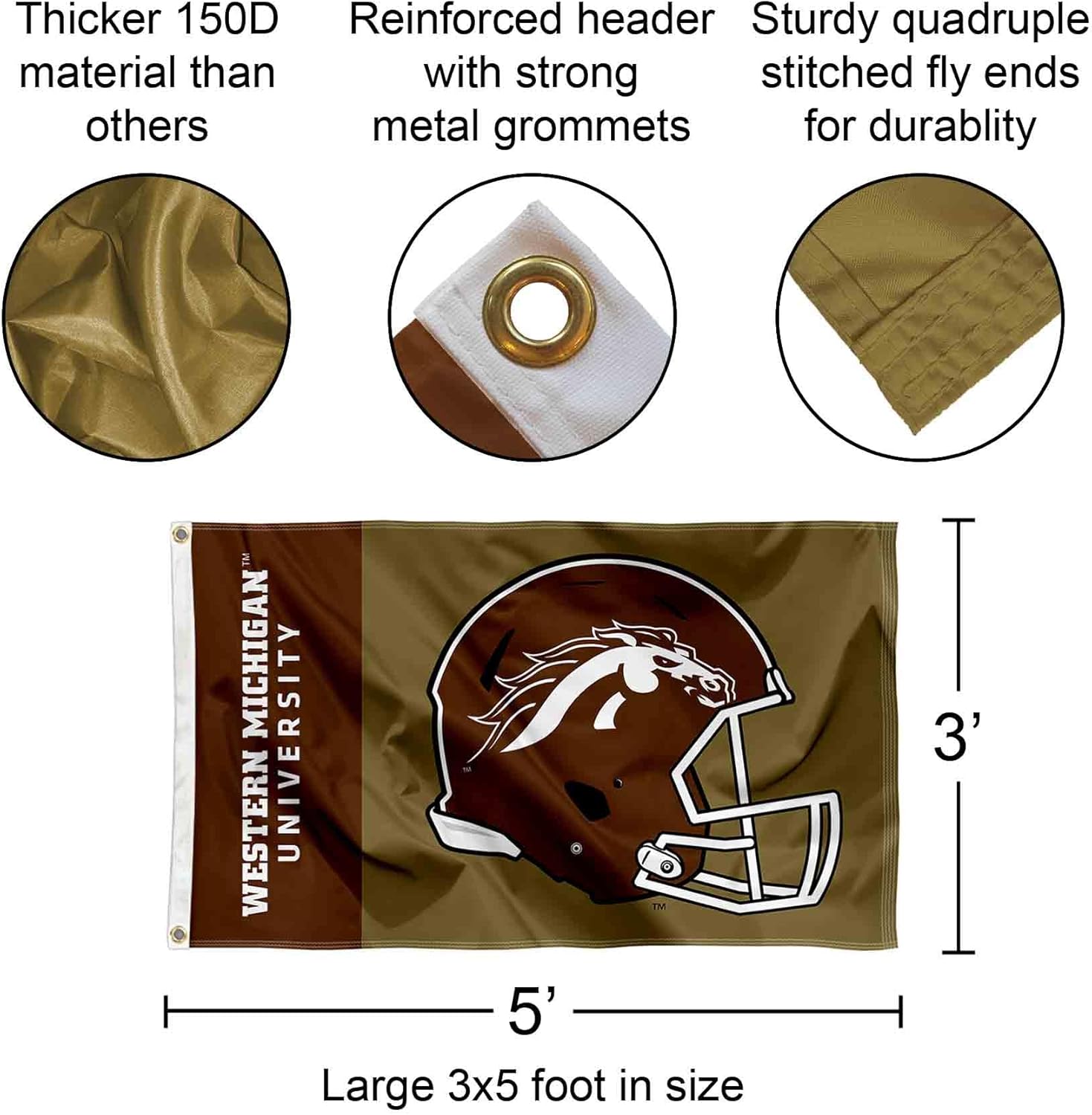 Western Michigan Broncos Football Helmet Flag