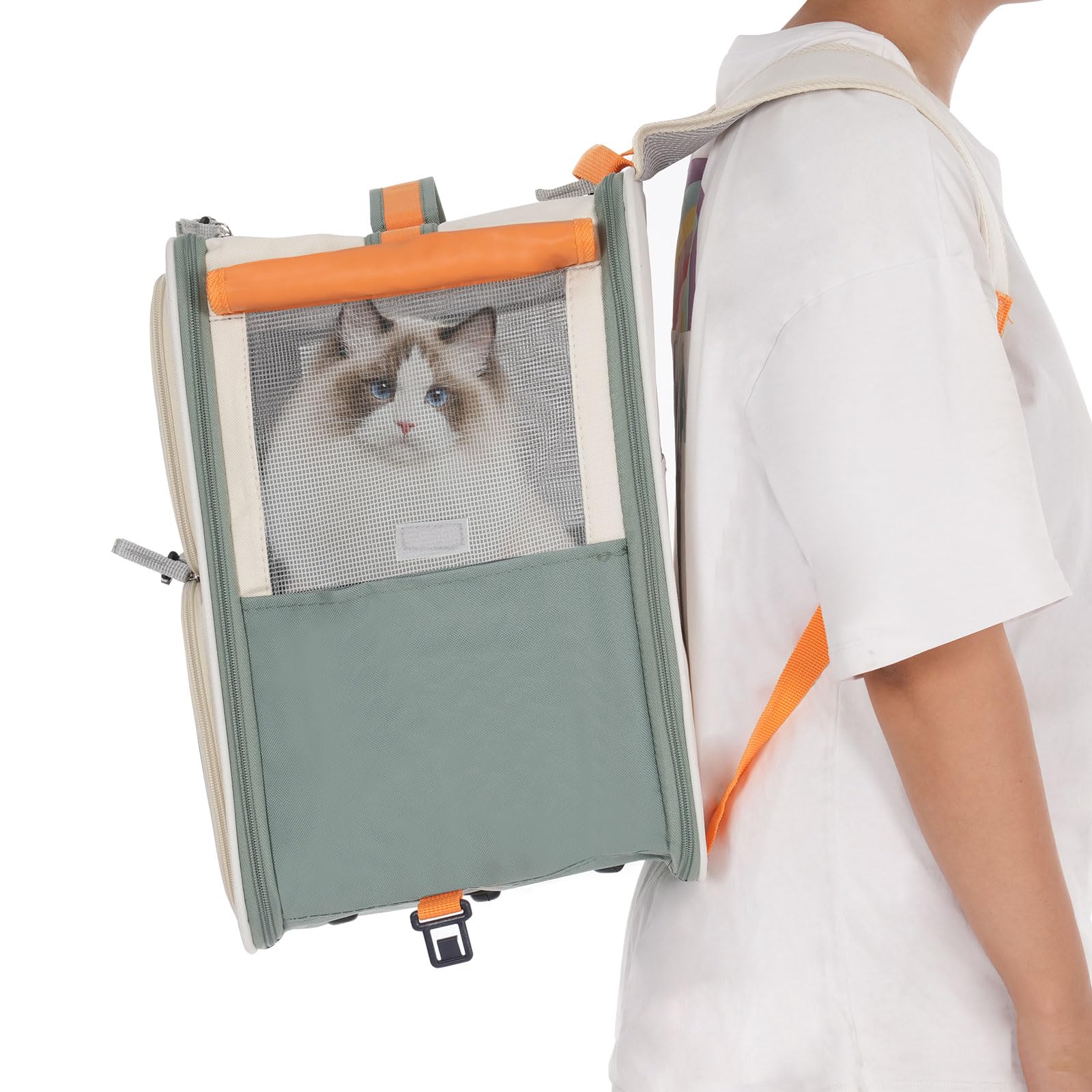 Faltbarer Rollende Transportbox Haustiere, 45L Hundetrolley Tiertransporter Katzentransportrucksack Katzentransporttasche mit 4 Rädern