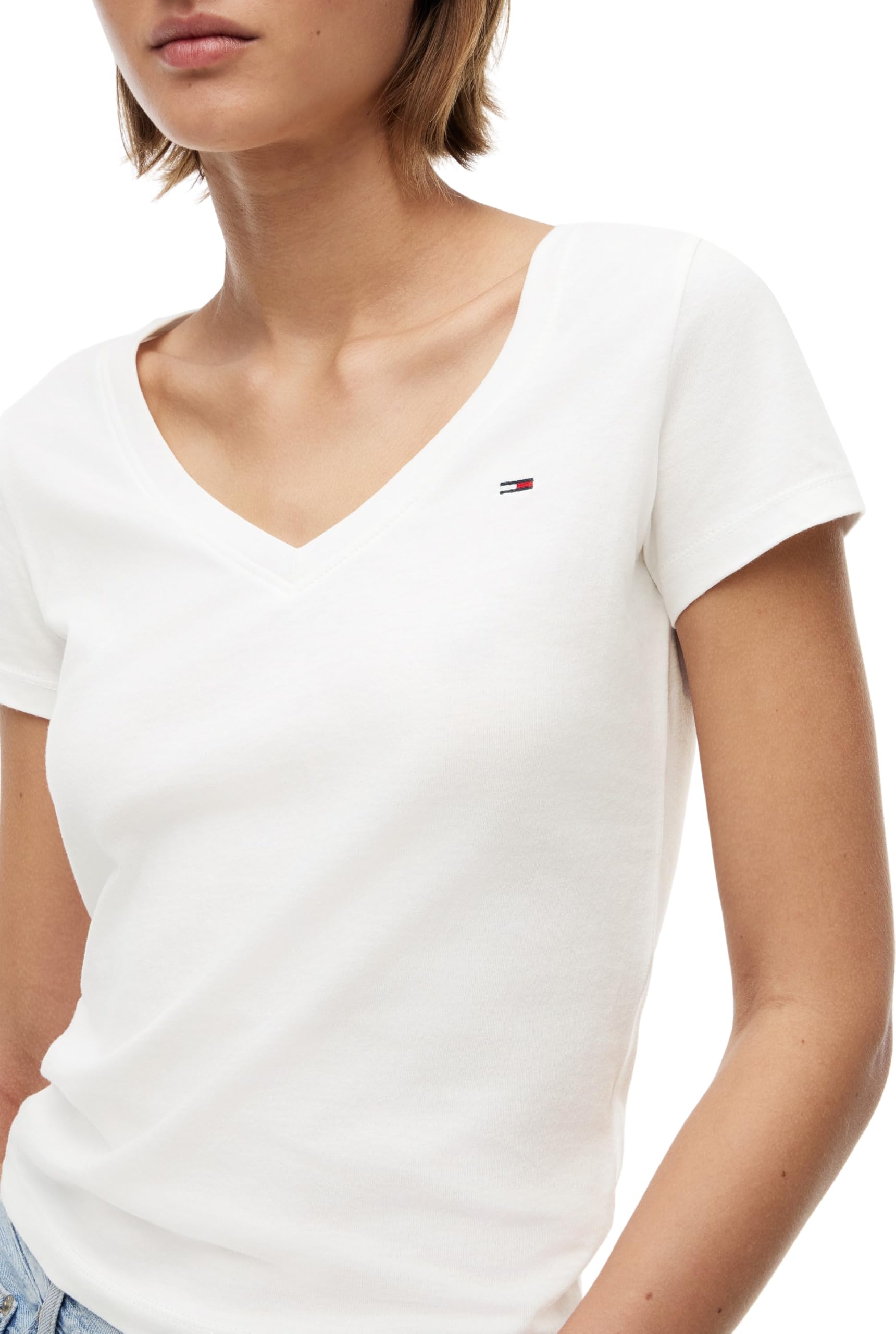 Tommy Jeans Damen 2er Pack T-Shirts Kurzarm mit V-Ausschnitt