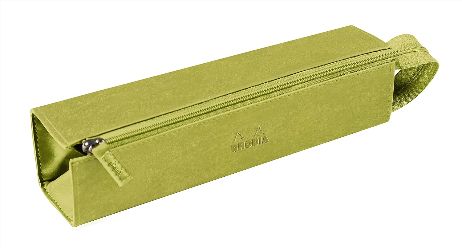 RHODIA 319016C, Pencil case Rhodiarama Anis, 23x5x5 cm, Flat opening for use as a pencil case, Faux leather