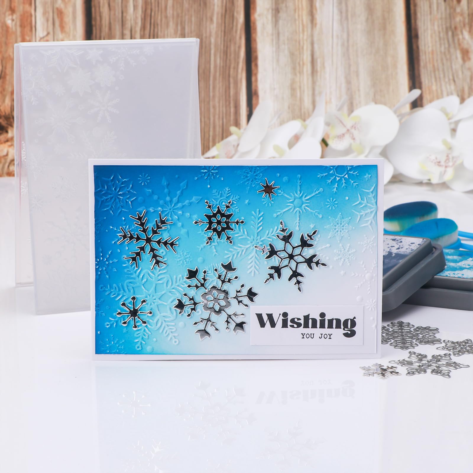 Christmas 3D Embossing Folder for Card Making Texture Fades Xmas Snowflakes Plastic Embossing Folder Template for DIY Scrapbooking Paper Crafting Handmade Crafts Arts Supplies Xmas Christmas Decor - Image 4