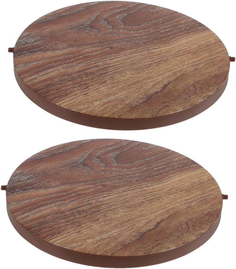 Wood Grain Finish Plastic Trash Can Lids 2pcs for Waste Bins