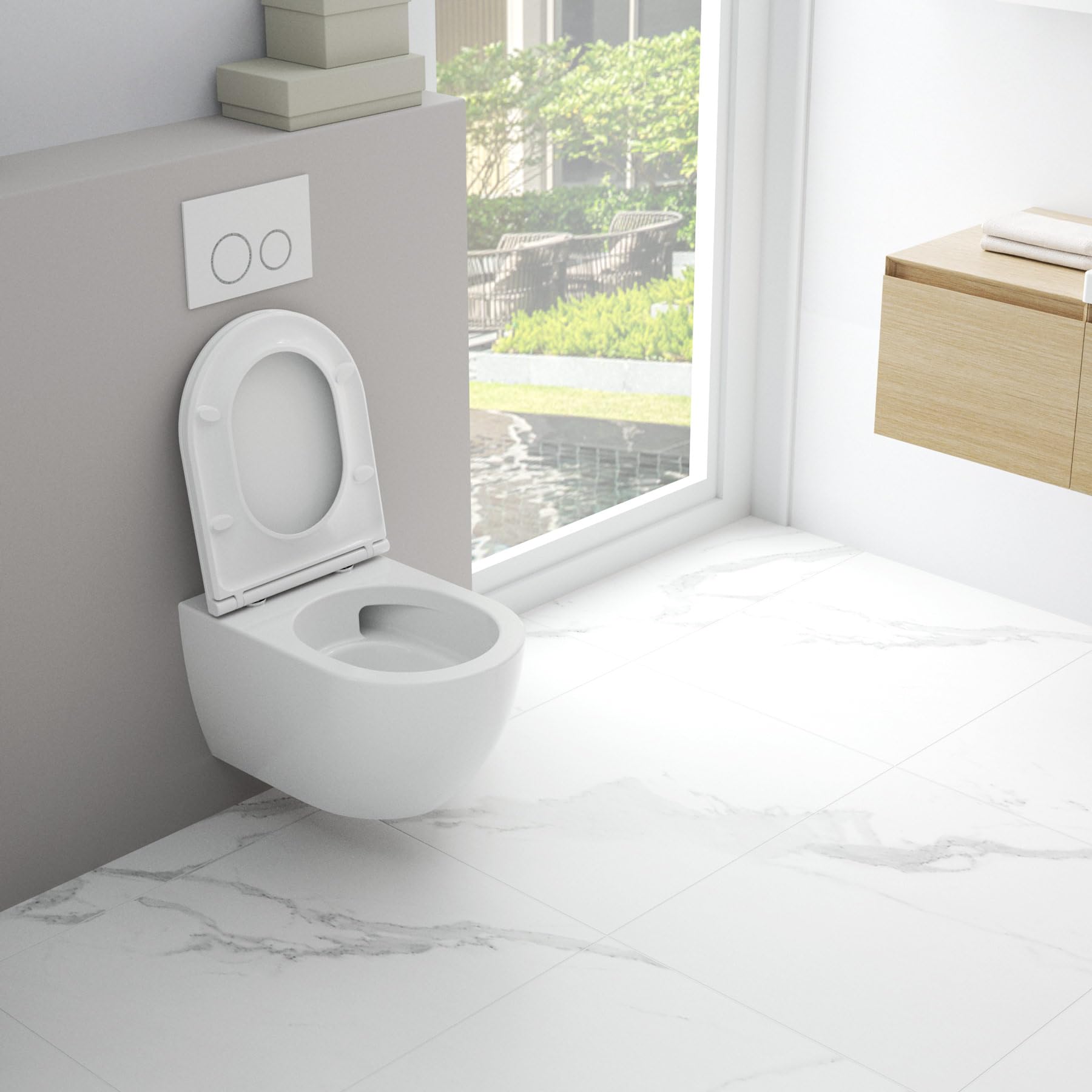 Whirlflush Tornado Soho 3.0 WC suspendu sans bord | Super blanc, nano-revêtement pour la propreté | Silencieux et hygiénique | Siège Duroplast SoftClose