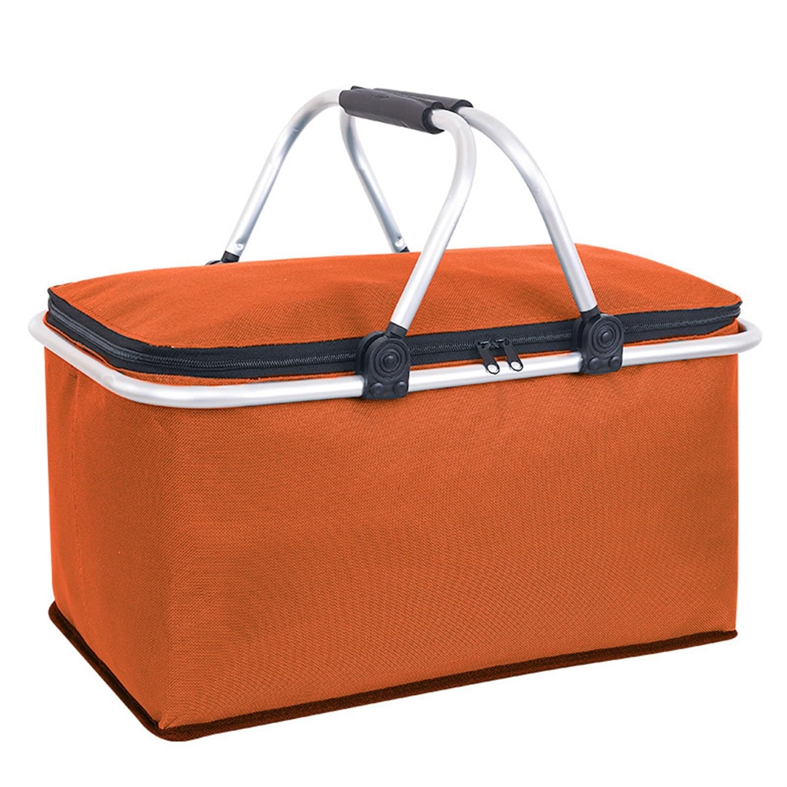 Valcla Amarillo Picnic Basket Oxford Cloth Outdoor Heat Preservation Picnic Basket Hand Basket Multifunctional Foldable Storage Basket(Amarillo)