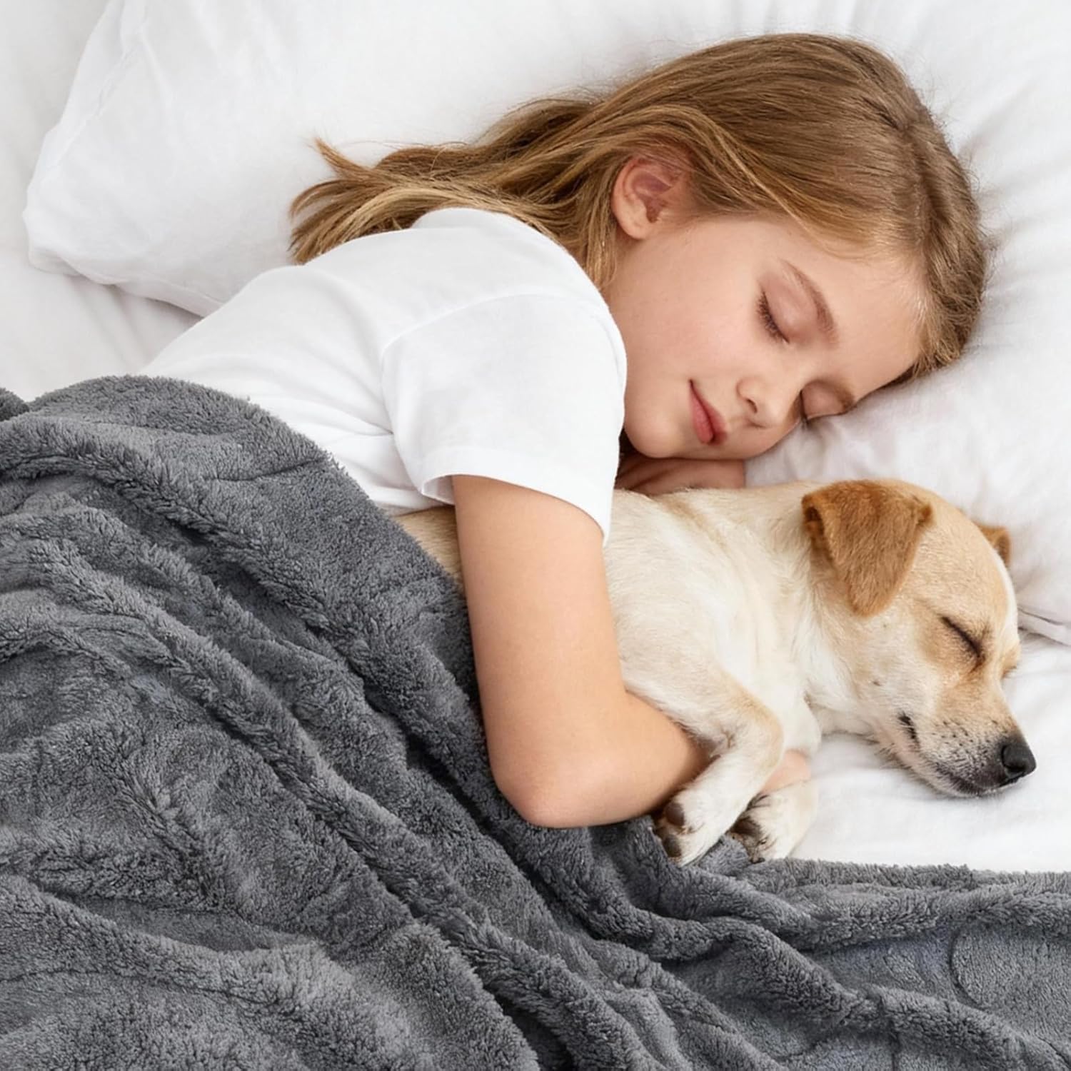 Waterproof Dog Blanket for Couch Bed – Double-Sided Washable Cat Puppy Blanket, Pet Throw Soft, Warm, Durable, Protective Furniture Cover, Grey XL(80×60)"