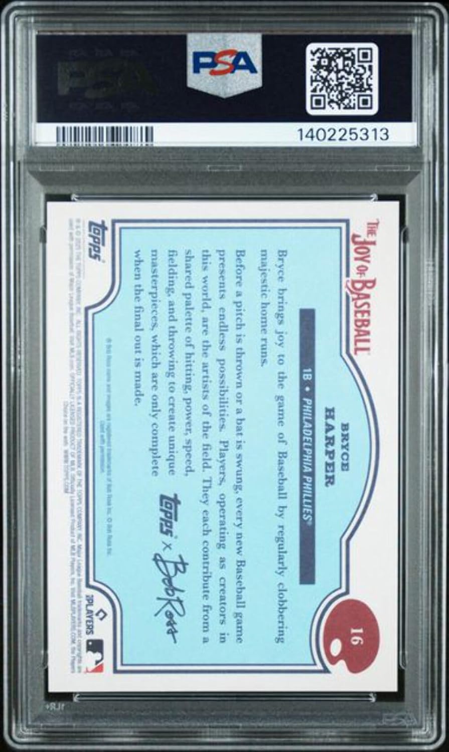 Graded 2025 Topps x Bob Ross Bryce Harper #16 Baseball Card PSA 10 Gem Mint