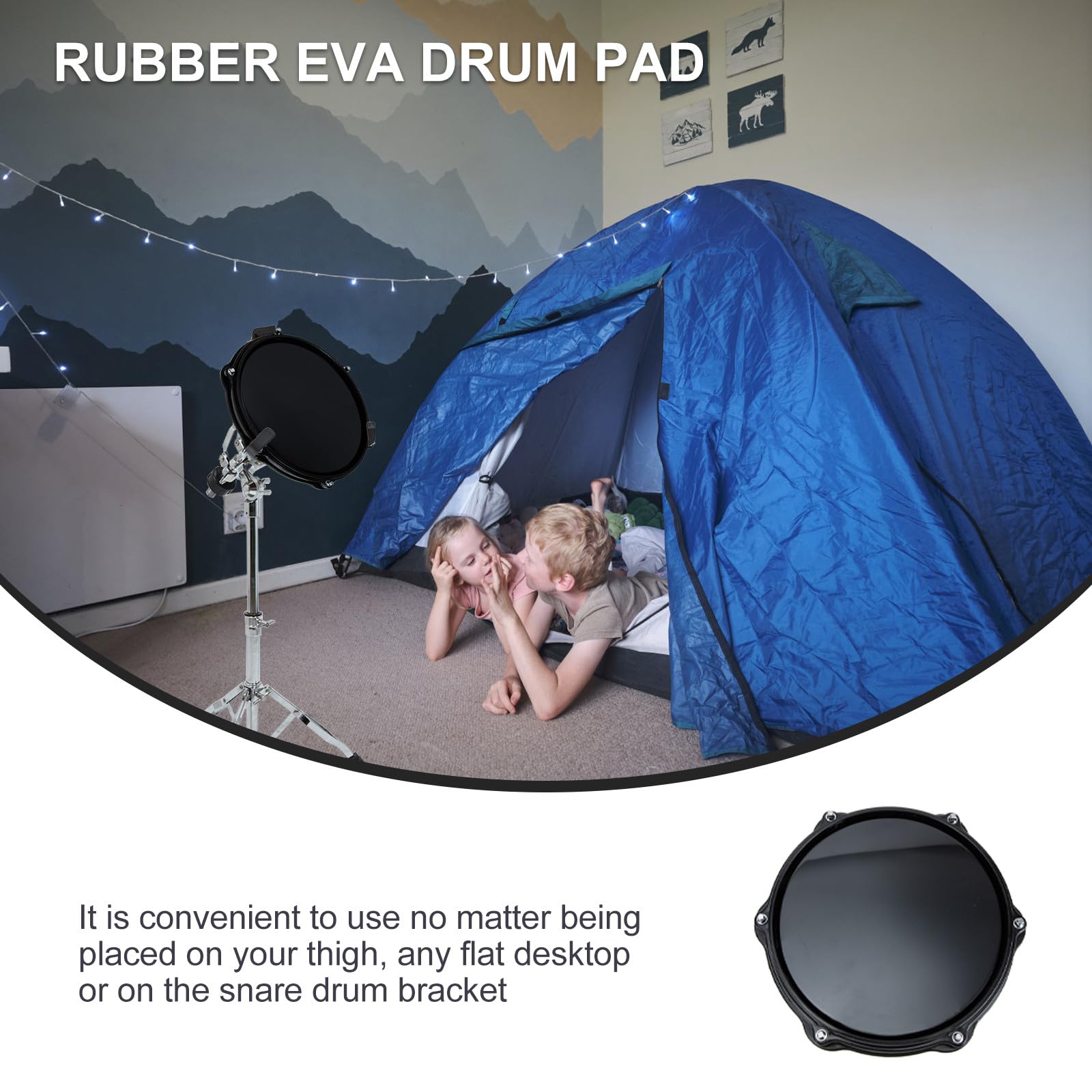 Mipcase Pad de Batería para Principiantes Almohadilla de Goma Eva de 10 Pulgadas, Práctica Silenciosa y Reducción de Volumen para Batería en Casa