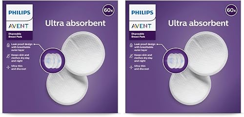 Philips Avent Coussinets d’allaitement jetables – absorption triple épaisseur, anti-fuites, texture alvéolée toucher dou