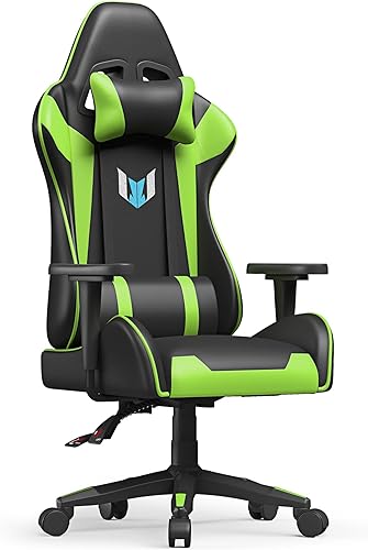 Bigzzia Silla de oficina ergonómica para videojuegos, silla de oficina giratoria de altura ajustable, silla de escritorio reclinable, silla de