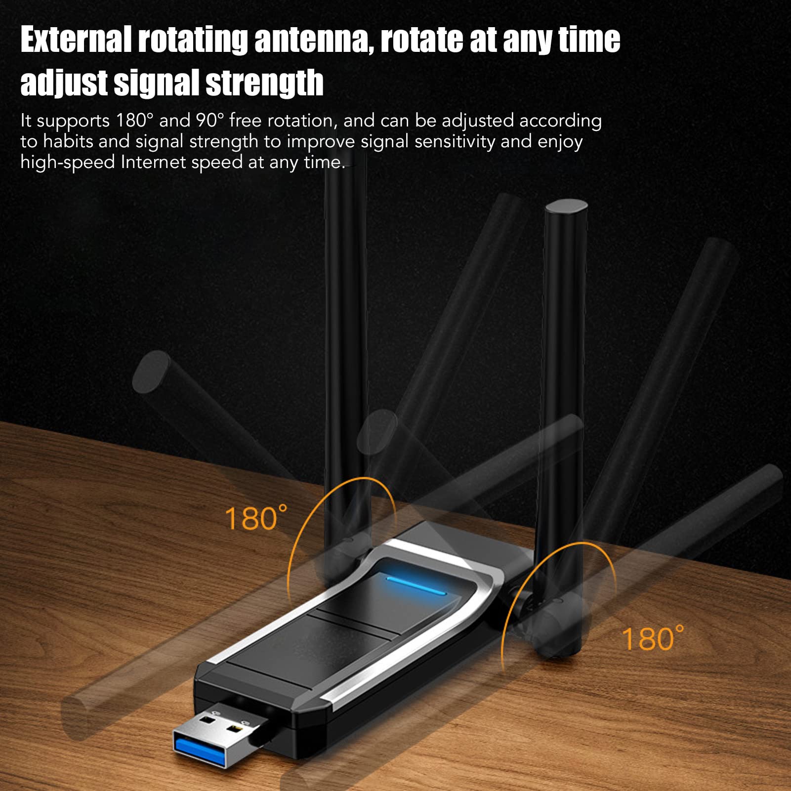 Bezprzewodowy adapter 6, technologia Mu MMo, analogowa funkcja Ap do udostępniania WIFI, technologia dwuzakresowa 11AC, 574 MB/s 2,4 Ghz 1201 MB/s 5 GHz, WIFI 6 USB3.0, Plug and Play for Win