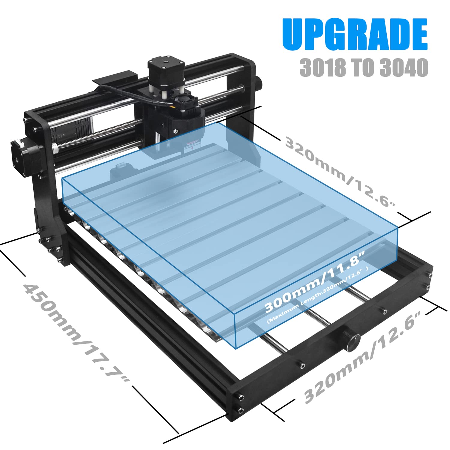 Kit de mise à niveau CNC Daedalus 3018, pour mise à niveau de l'axe X et extension de l'axe Y avec panneau de travail