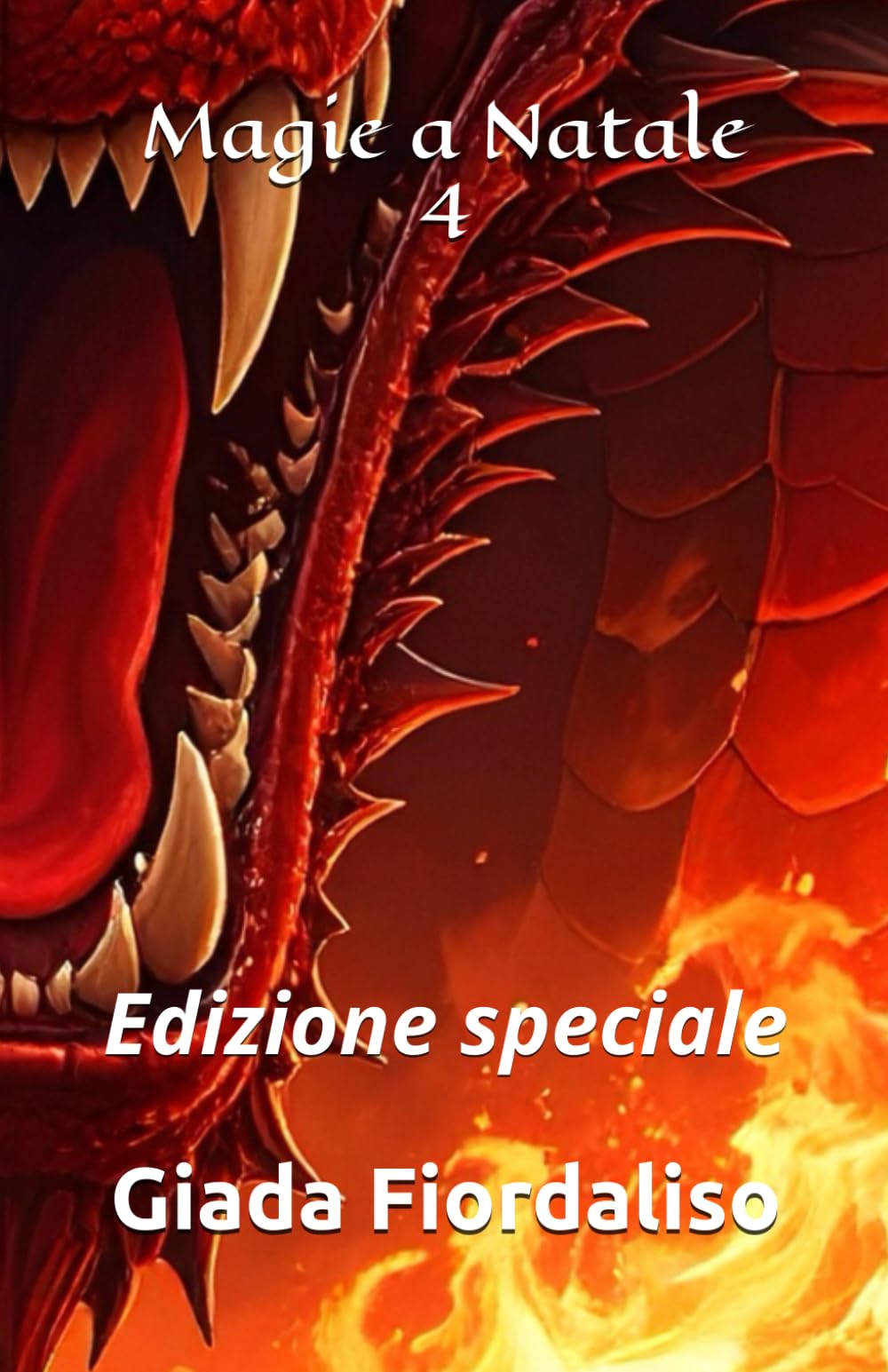 Magie a Natale-VOLUME 4-copertina puzzle con drago rosso e sfondi interni illustrati in bianco e nero raffiguranti un bacio tra i due protagonisti: Edizione speciale