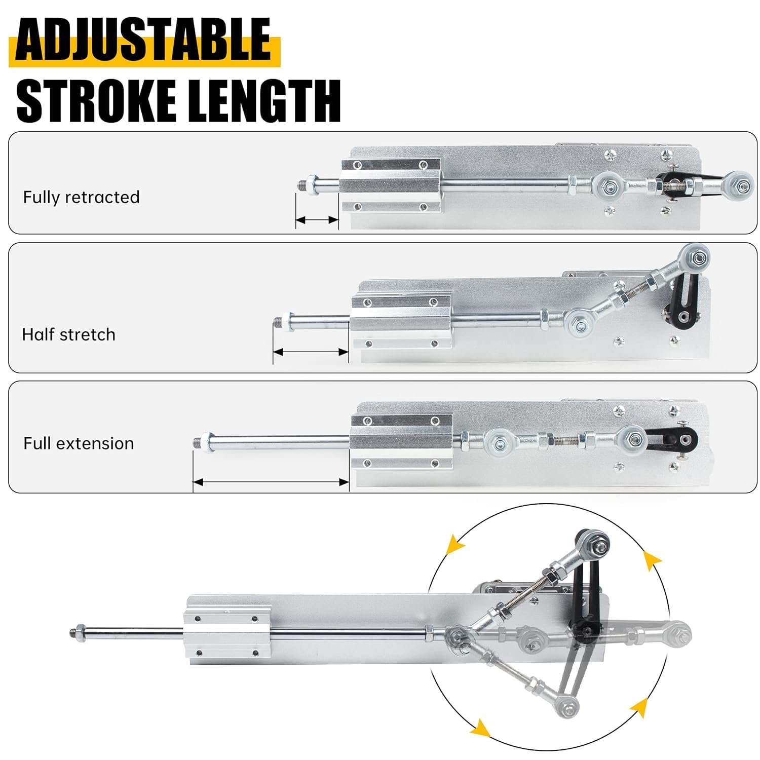 Attuatore Lineare a Pistone Alternativo DC 12V, Motore Lineare Telescopico Regolabile con Regolatore di Velocità, Linear Actuator 95RPM, Motore a Pistone Alternativo Corsa 2-8cm