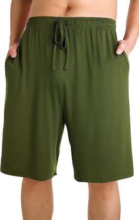 WiWi Mens Pajama Shorts Super Soft Lounge Bottoms Bamboo Viscose Cooling Sleep Bottom with Pockets S-3X