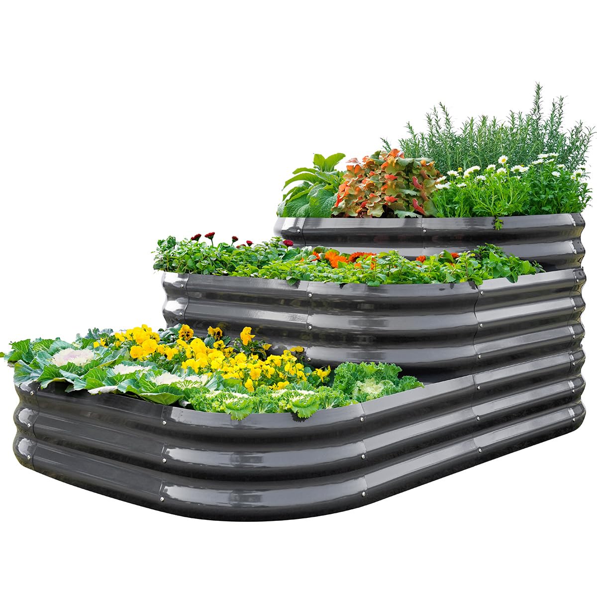 Quictent Dark Grey Tiered Raised Garden Bed Kit