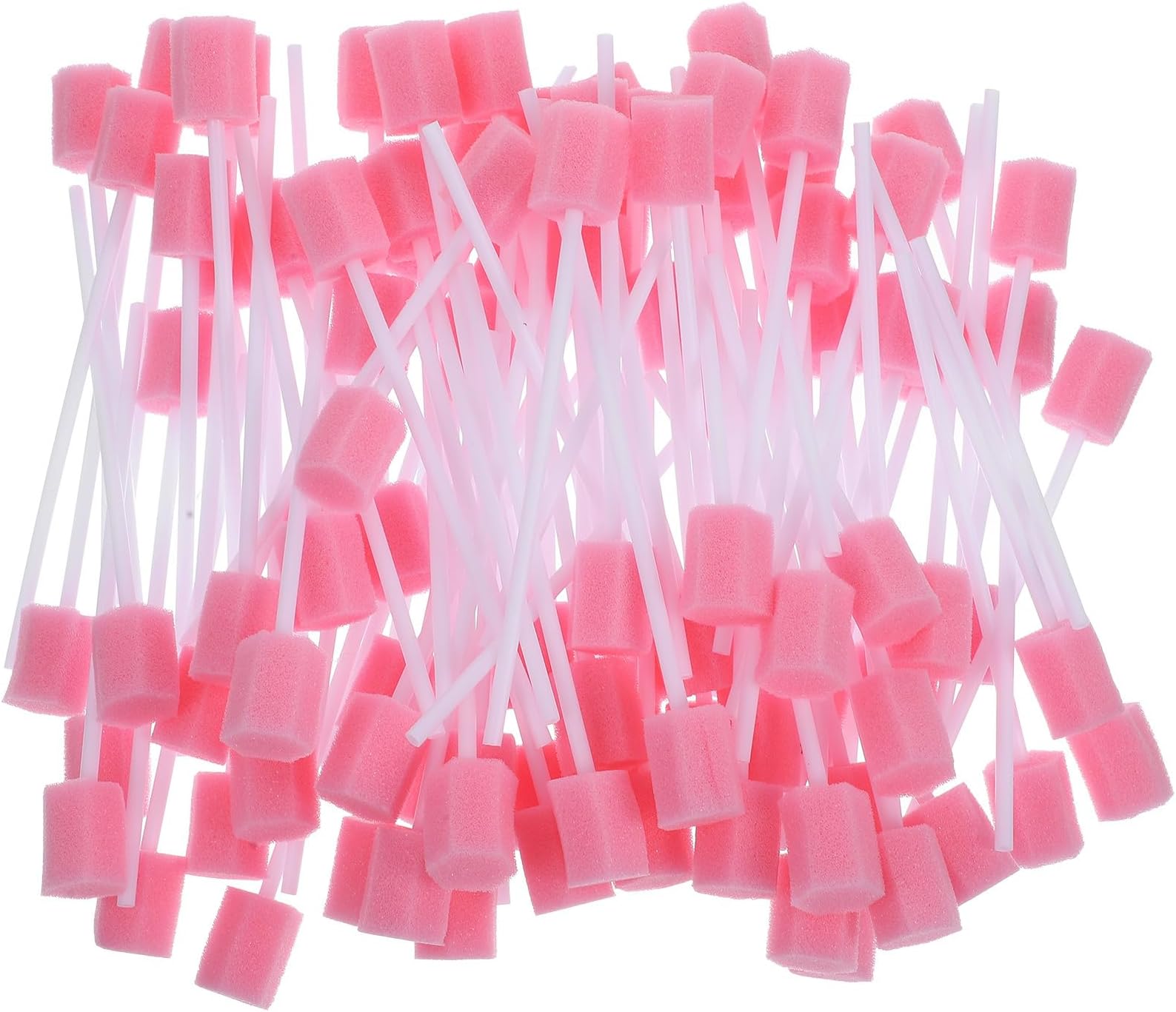 Healifty Disposable Oral Swabs - 100pcs Mouth Swabs for Elderly, Unflavored & Sterile Oral Care Sponge Swabs, Pink