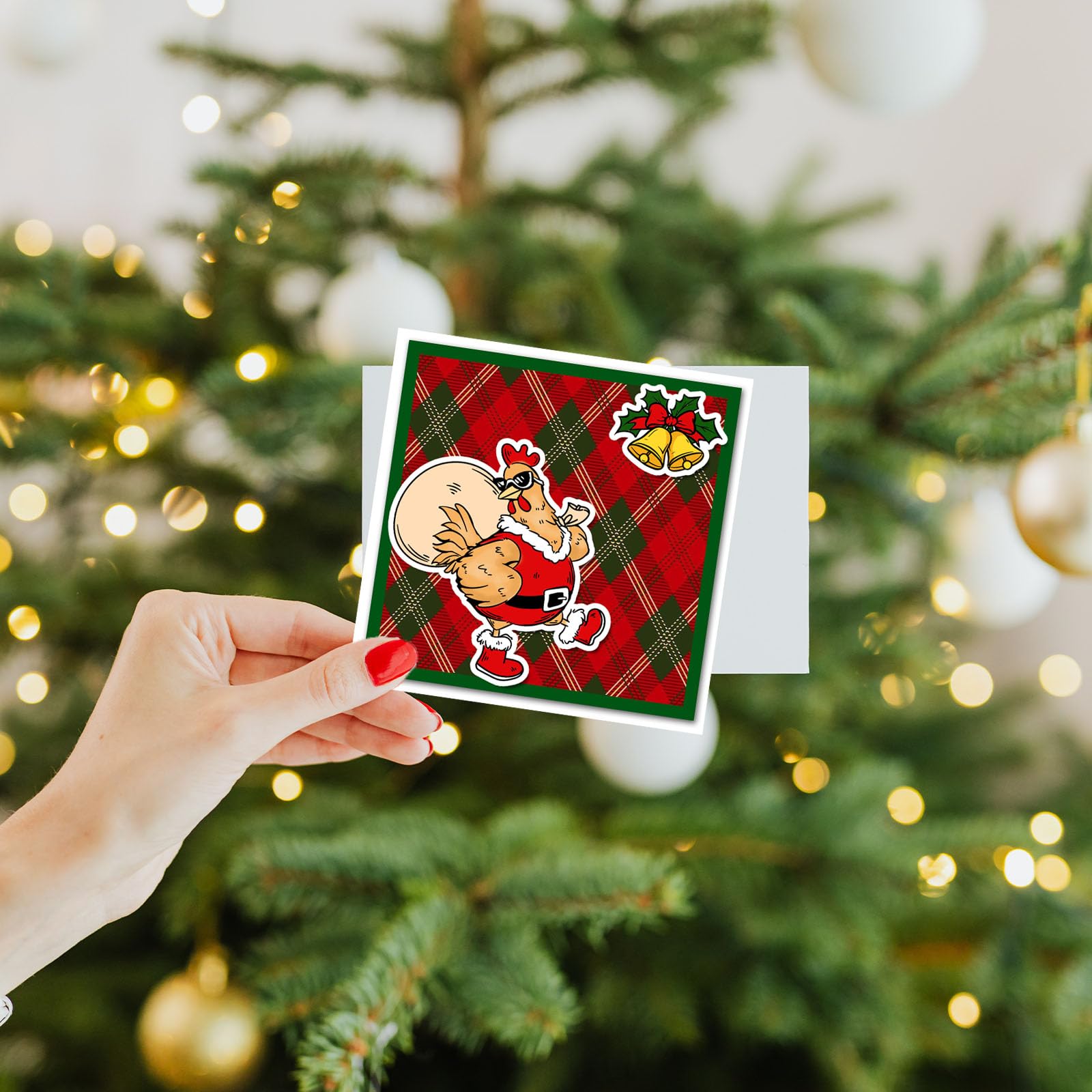 GLOBLELAND Christmas Cartoon Chicken Clear Stamps and Metal Die Cuts Funny Animals Transparent Stamp Happy Christmas Cutting Dies for Card Making Embossing Scrapbooking - Image 4