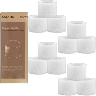 USEAMIE Humidifier Replacement Filters for Levoit Capture Fine Particles in Water Tank, Compatible with Dual150, Dual200S, Classic300(S), LV600S, 12 Pack, White