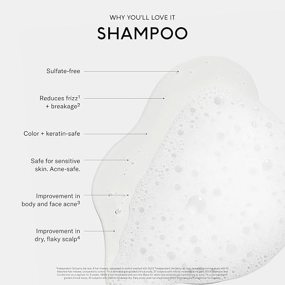 SEEN Shampoo, Fragrance Free - Non-Comedogenic Hair Shampoo- Dermatologist-Developed - Safe for Sensitive, Eczema & Acne Prone Skin