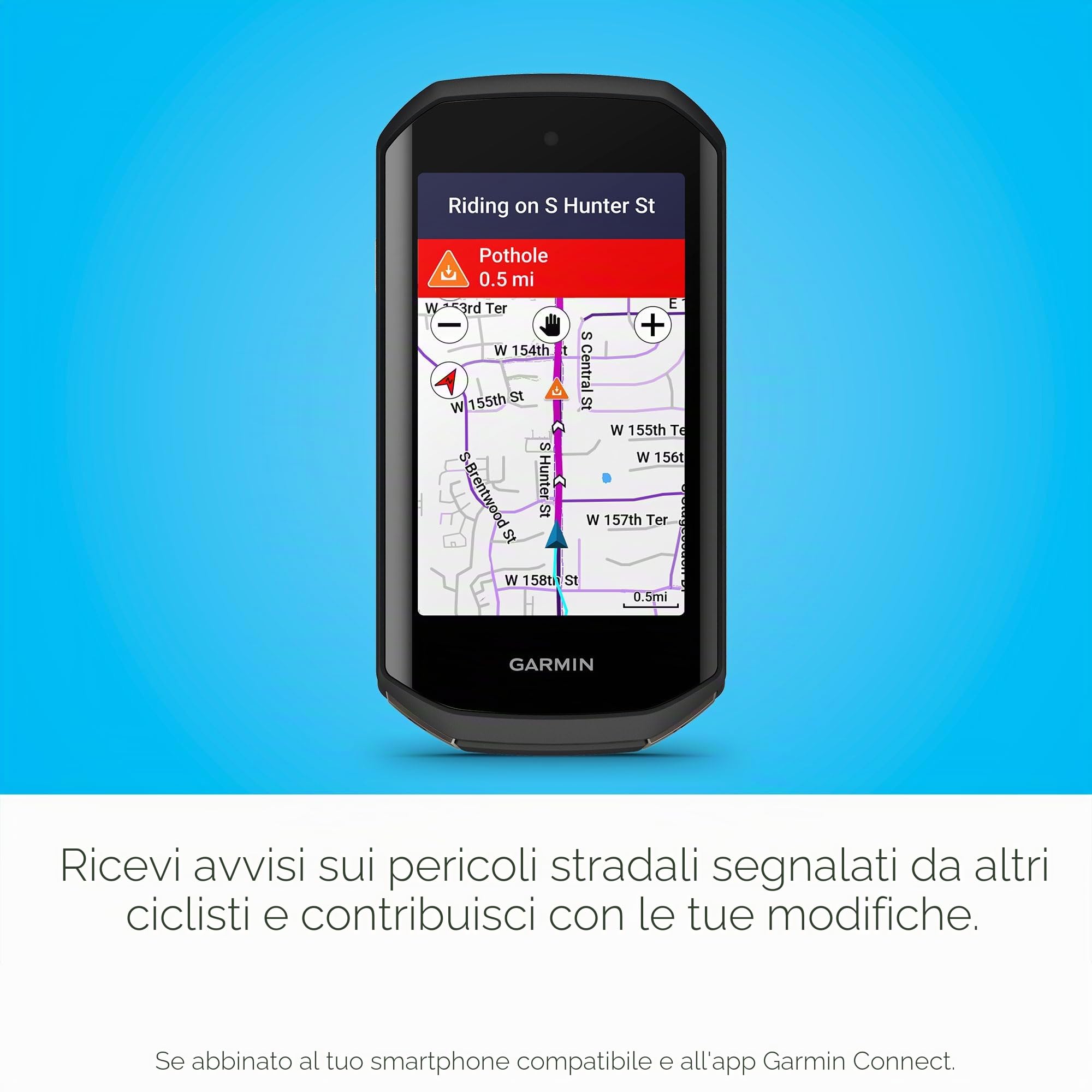 Garmin Edge 1050® - Computer da ciclismo di alta qualità, touch screen dai colori vivaci, altoparlante integrato, funzioni avanzate di allenamento e guida di gruppo, avvisi di pericolo stradale