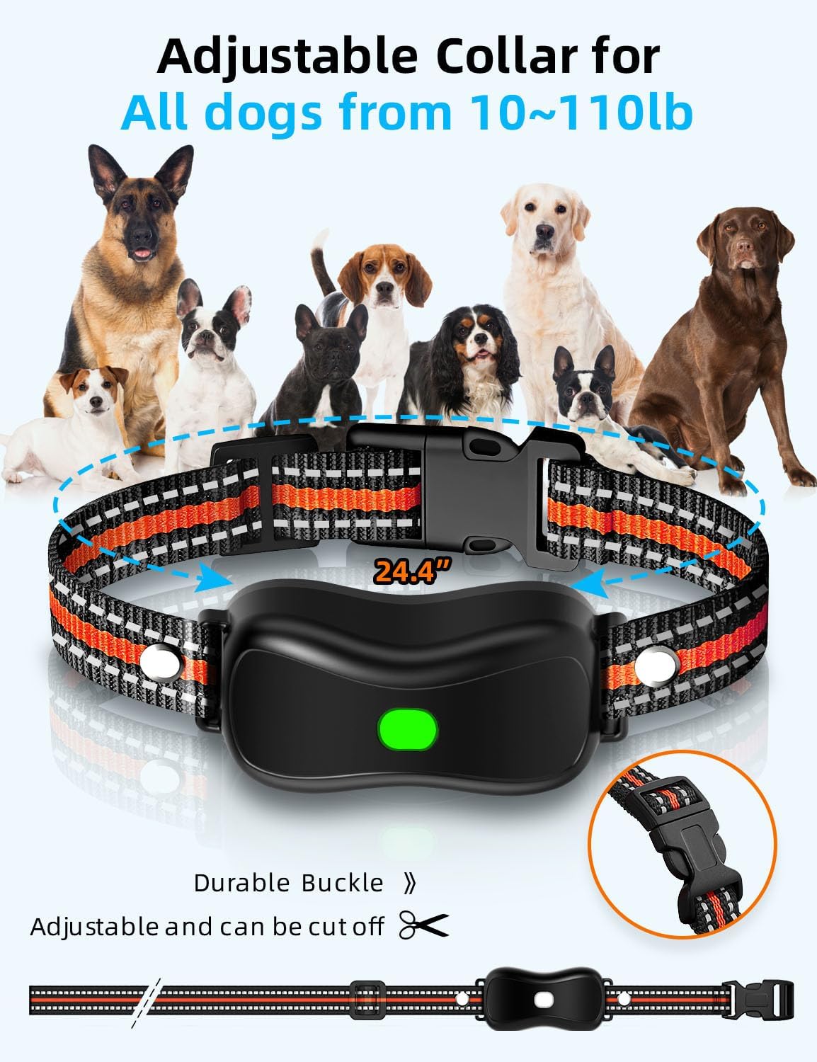 Dog Training Collar, Dog Shock Collar with Remote, Dog Electric Collar for Small Medium Large Breed, Rechargeable E Collar for Dog Training with Light Beep Vibration Safe Shock Mode, IPX7 Waterproof