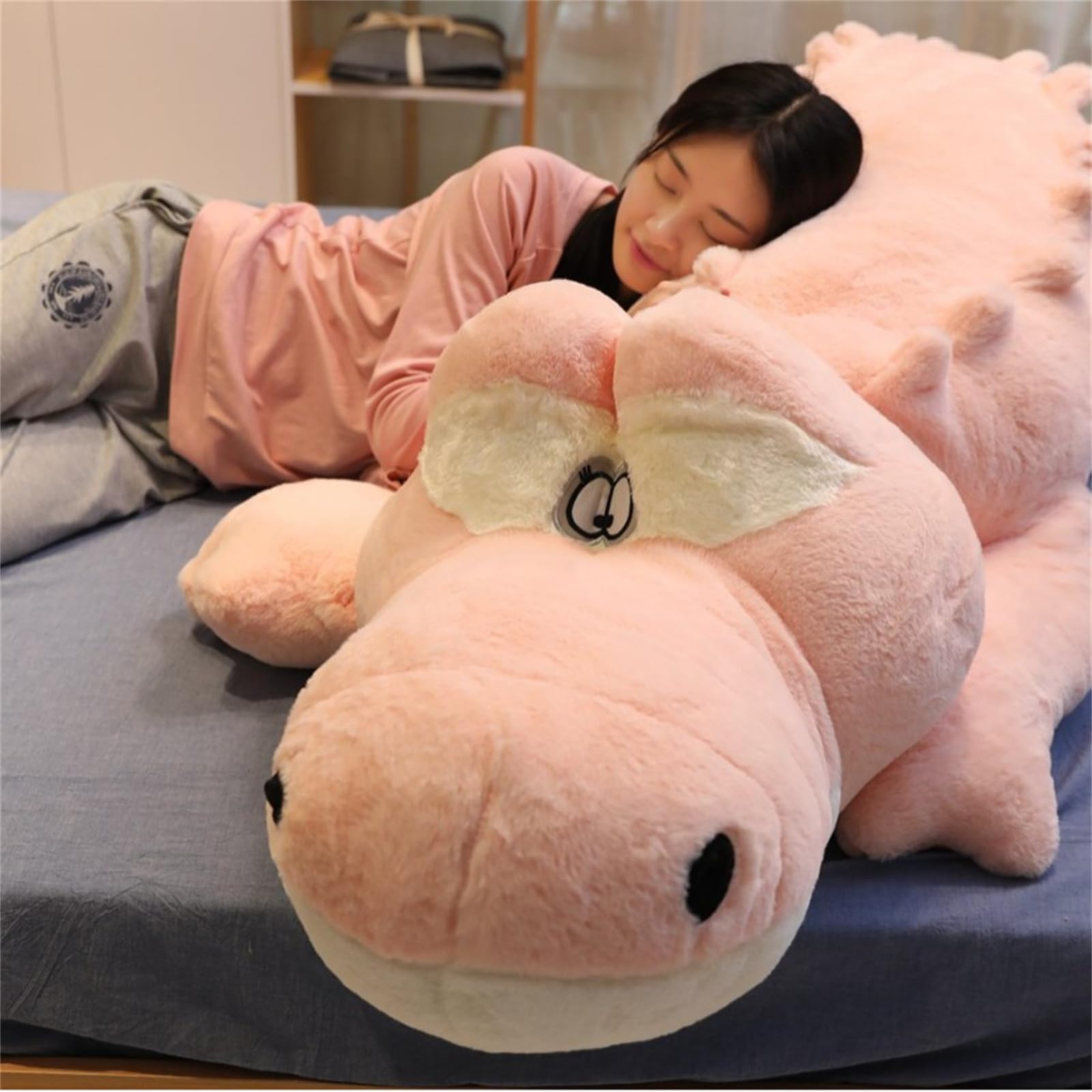 Krokodil PlüSchtier, Gewichtskuscheltier, Groß Krokodil Stofftier Riesen Kuscheltier, SüßEs Riesiges Flauschiges Jumbo PlüSch Spielzeug, FüR Junge MäDchen Geschenk (150cm,lv)