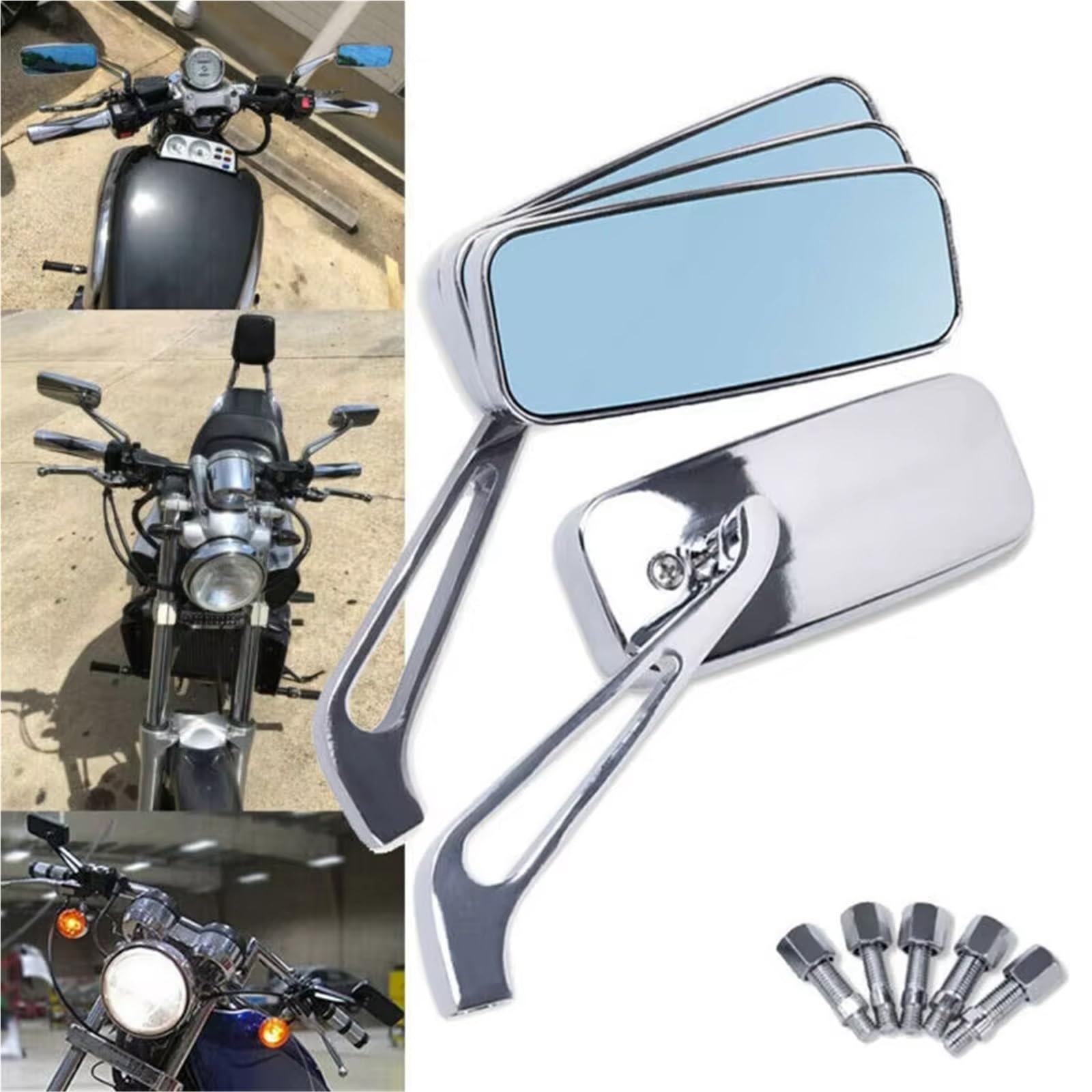 Specchietto retrovisore 8mm 10mm Specchietti retrovisori Laterali per Moto Kawasaki Street Sports Bike Chopper per Moto Cruiser