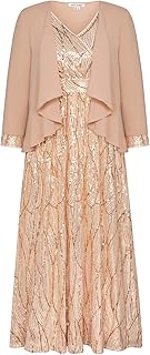 2024 Women's Two Piece Sequin Dress with Jacket Mother of The Bride Dresses Homecoming Wedding Guest Dresses - Buy now