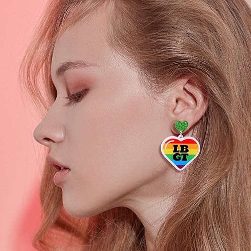 Miniatura 2 de Yimin Rainbow Earrings, LGBT Pride Dangle Earrings, Lesbian Earrings, Gay Pride Jewelry for Women & Men, LGBTQ Accessories