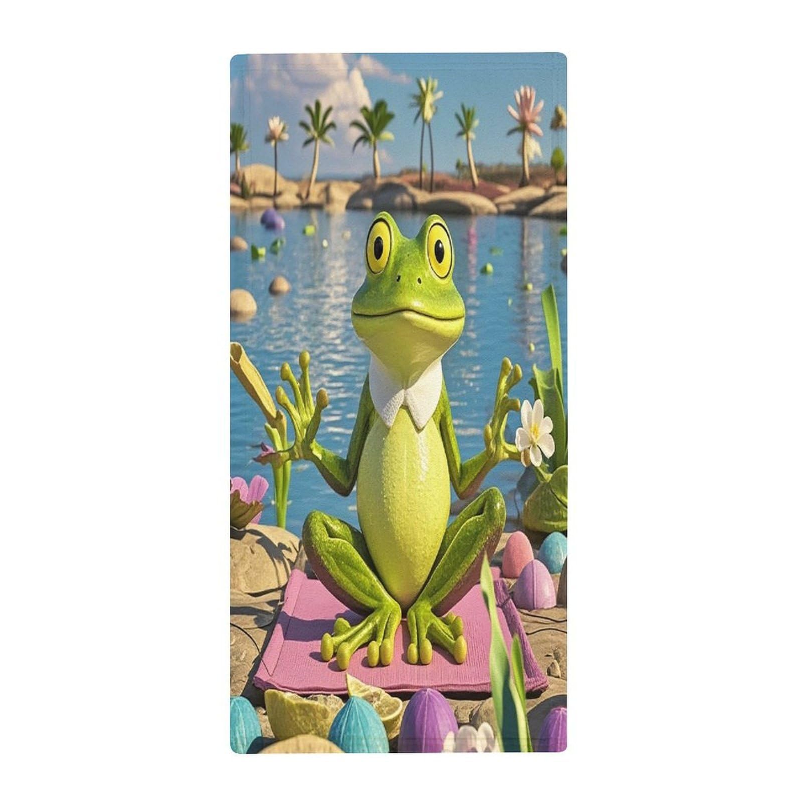 FekiLoot Funny Yoga Frog Bath Towel Super Soft Highly Absorbent Bath Towel Fashion Quick Drying Bathroom Towel Soft Large Fingertip Towels for Bathroom Gym Travel Camp Pool