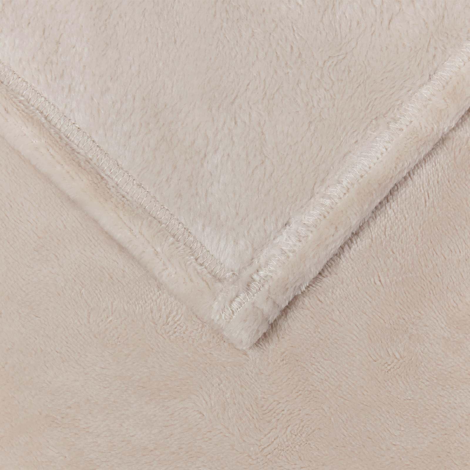 Couverture beige 130 x 150 cm en polaire - Jeté de lit - Couverture de canapé - Pour salon, chambre à coucher, canapé, pique-nique, voyage