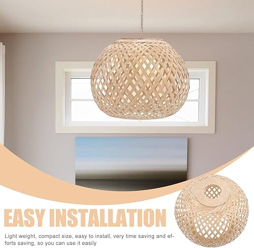 Miniatura 2 de Cabilock Lámpara colgante de bambú tejida grande, cubierta de luz colgante de arpillera, lámpara de techo rústica