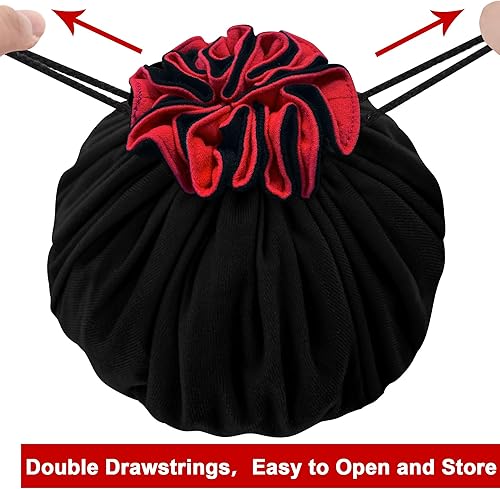 Miniatura 4 de SIQUK Bolsa grande para dados con bolsillos, bolsa de dados con cordón, bolsa de almacenamiento de dados DND, bolsa de dados de gran capacidad para