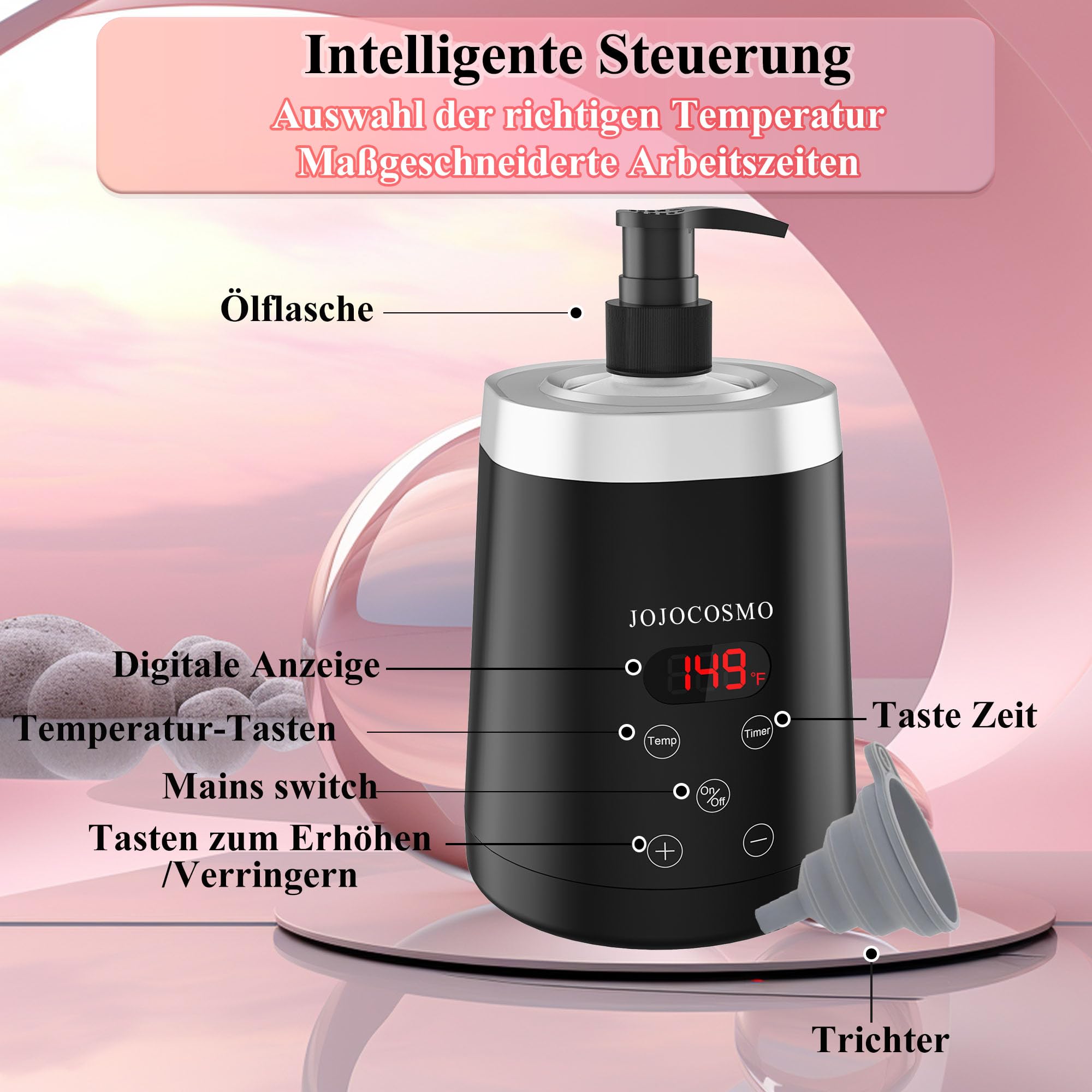 Scaldasalviette per Olio da Massaggio con Due Dispenser, 86℉-149℉, per Salone di Bellezza, Casa, Spa, Nero