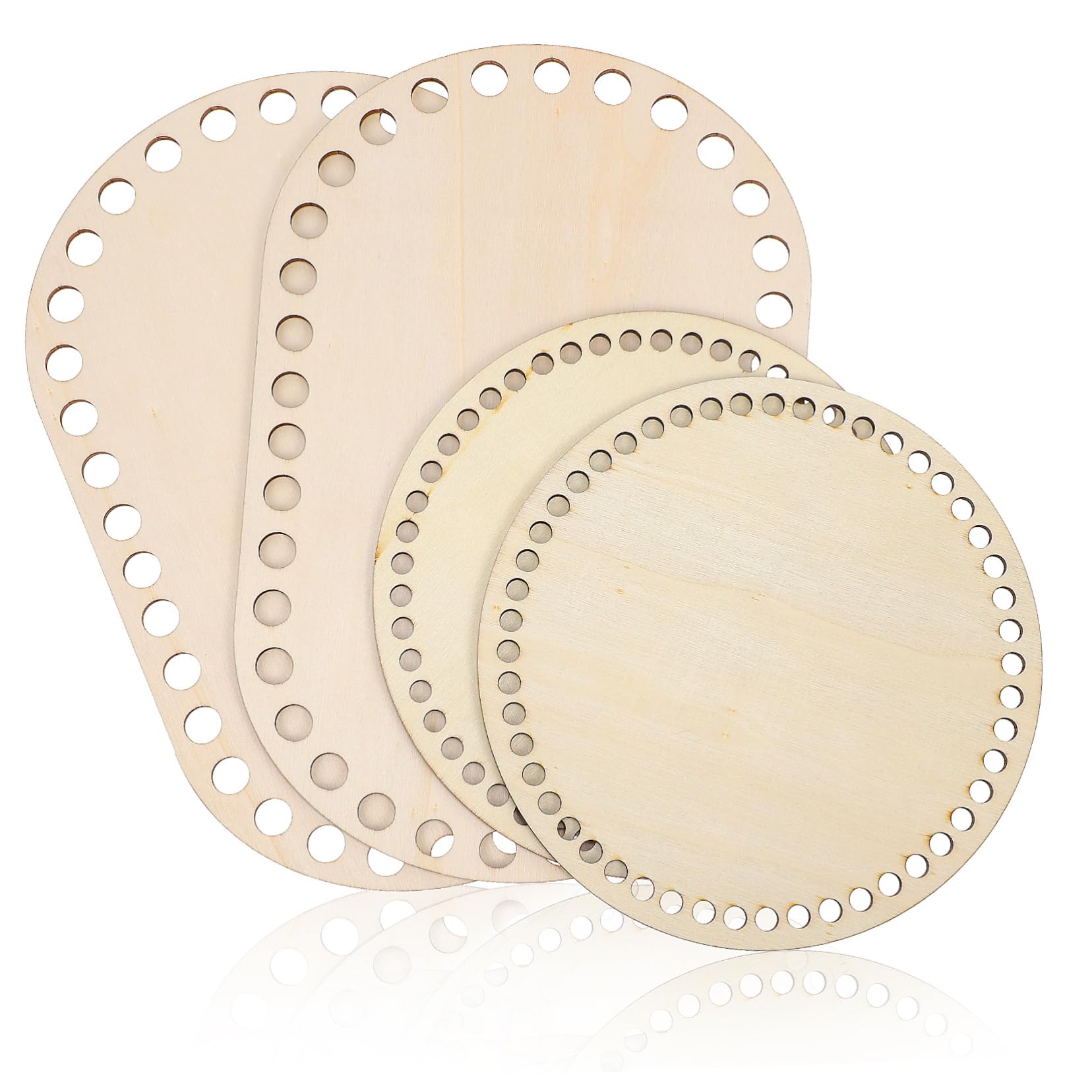 Beatifufu Mosese Style Basket Bottoms 4pcs Wooden Basket Bases for Crochet Natural Wood Bases