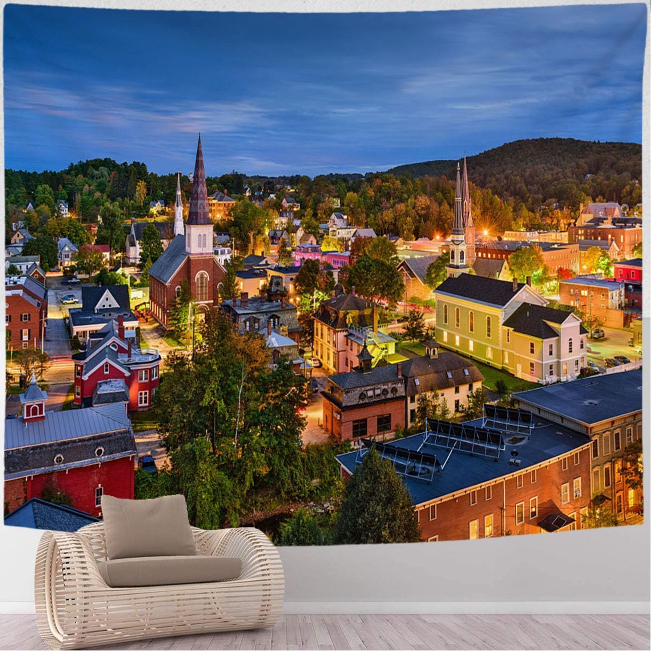 Generisch Wandteppich Europäische Stadt Wandtuch Landschaft, Wandteppiche 240x260 cm Tapisserie Wandbehang Stoff Wanddeko für Wohnzimmer Schlafzimmer Wohnheim B-2519