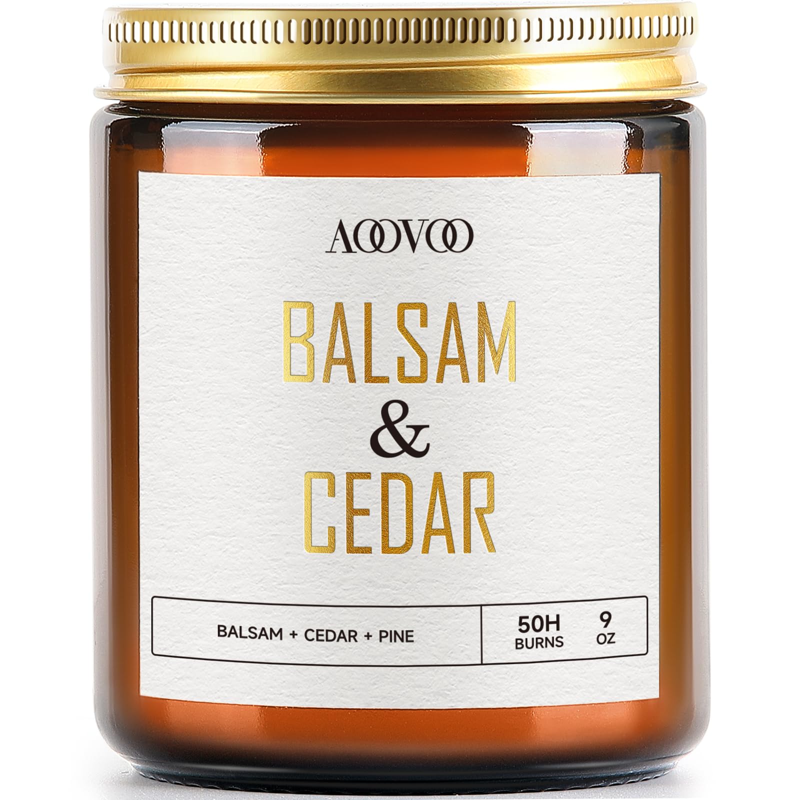 AOOVOO Balsam Cedar Candle - Large Pine Scented Soy Wax Aromatherapy Candle, 9 oz