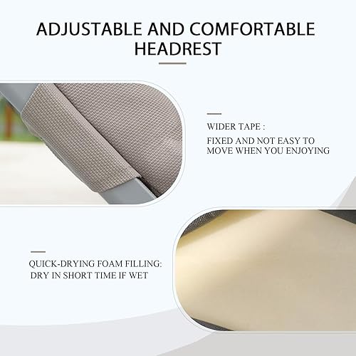 Miniatura 5 de Domi - Juego de 2 sillas de piscina ajustables de aluminio para exteriores, para todo tipo de clima, para terraza, césped, piscina, patio, textileno