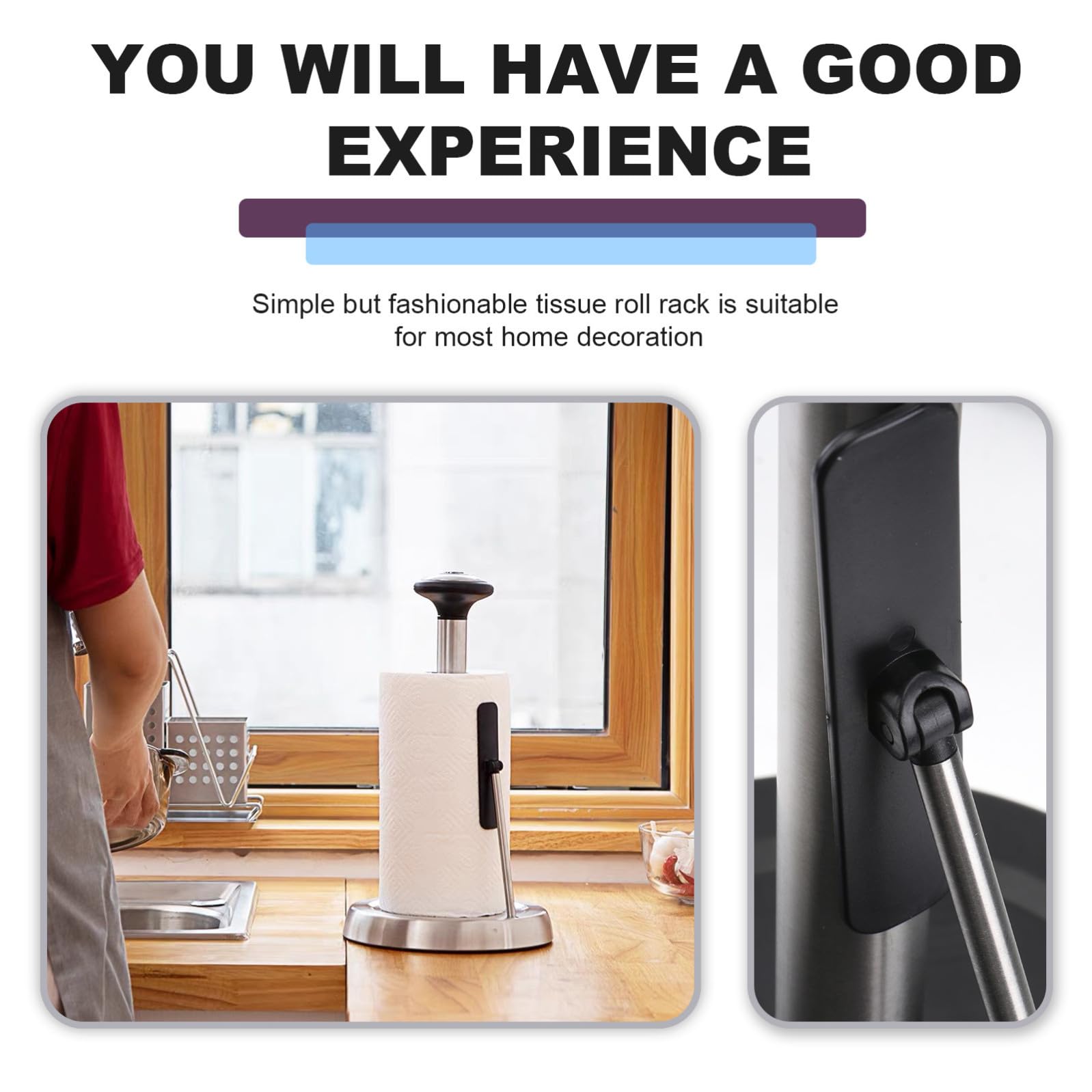 Portarotolo Facile da Usare e Resistente da Cucina Design Minimalista e Semplice in Acciaio Inossidabile Nero Porta Rotolo Verticale la Casa e Cucina