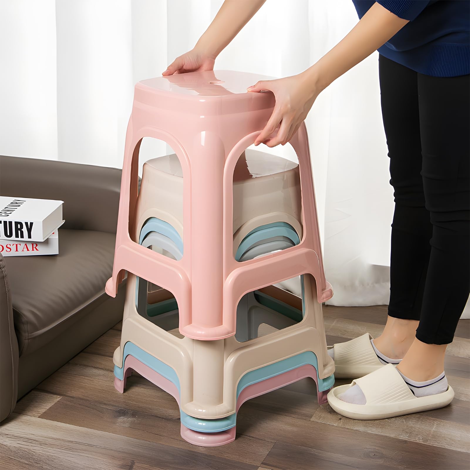 6 Pack Of Stackable Classroom Stools — Plastic, Colorful, & Super Sturdy For Kids & Adults | Flexible Seating For Home, School, Or Office