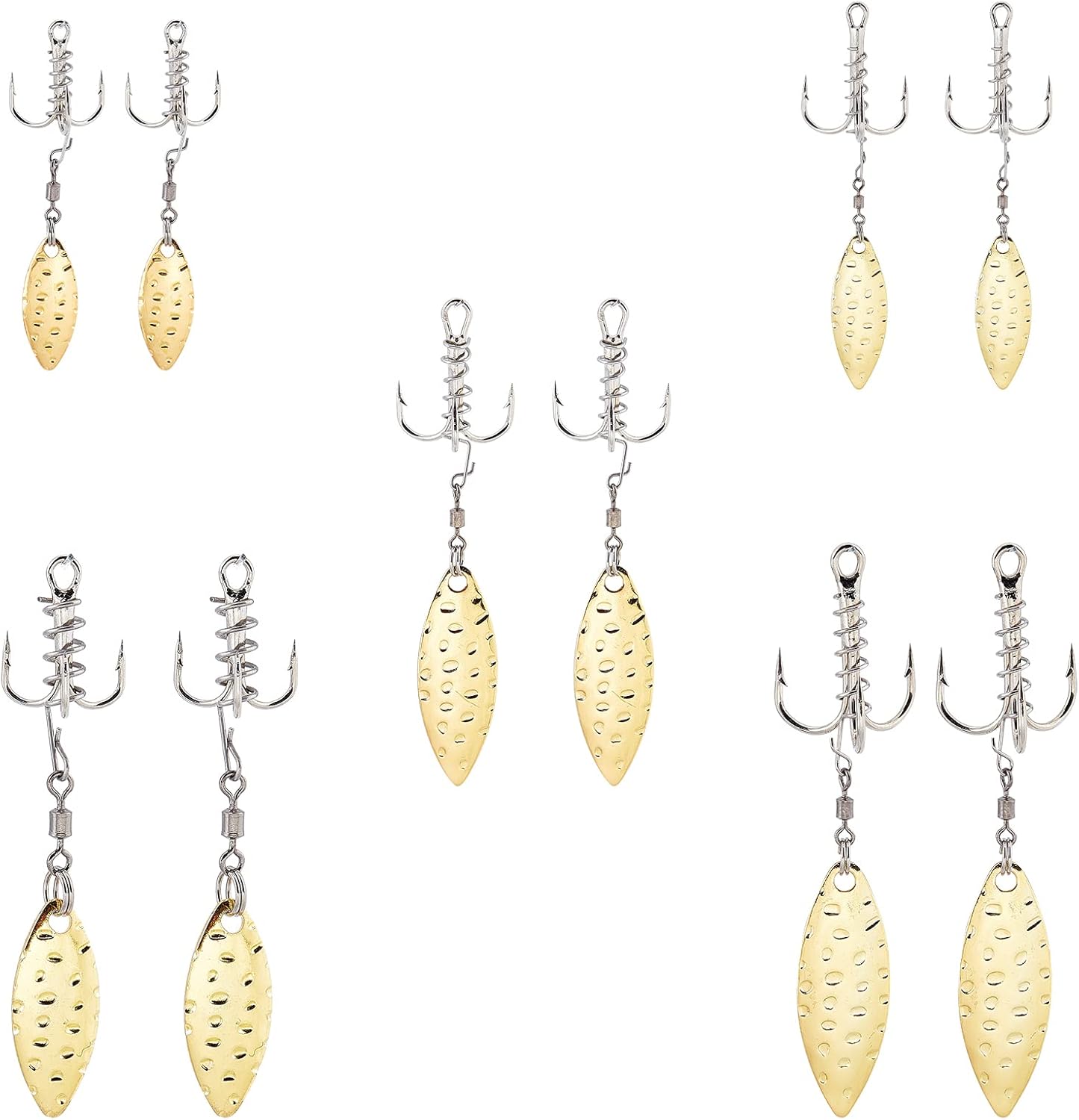 SUPERFINDINGS 10Pcs 5 Sizes Fishing Three Hooks Treble