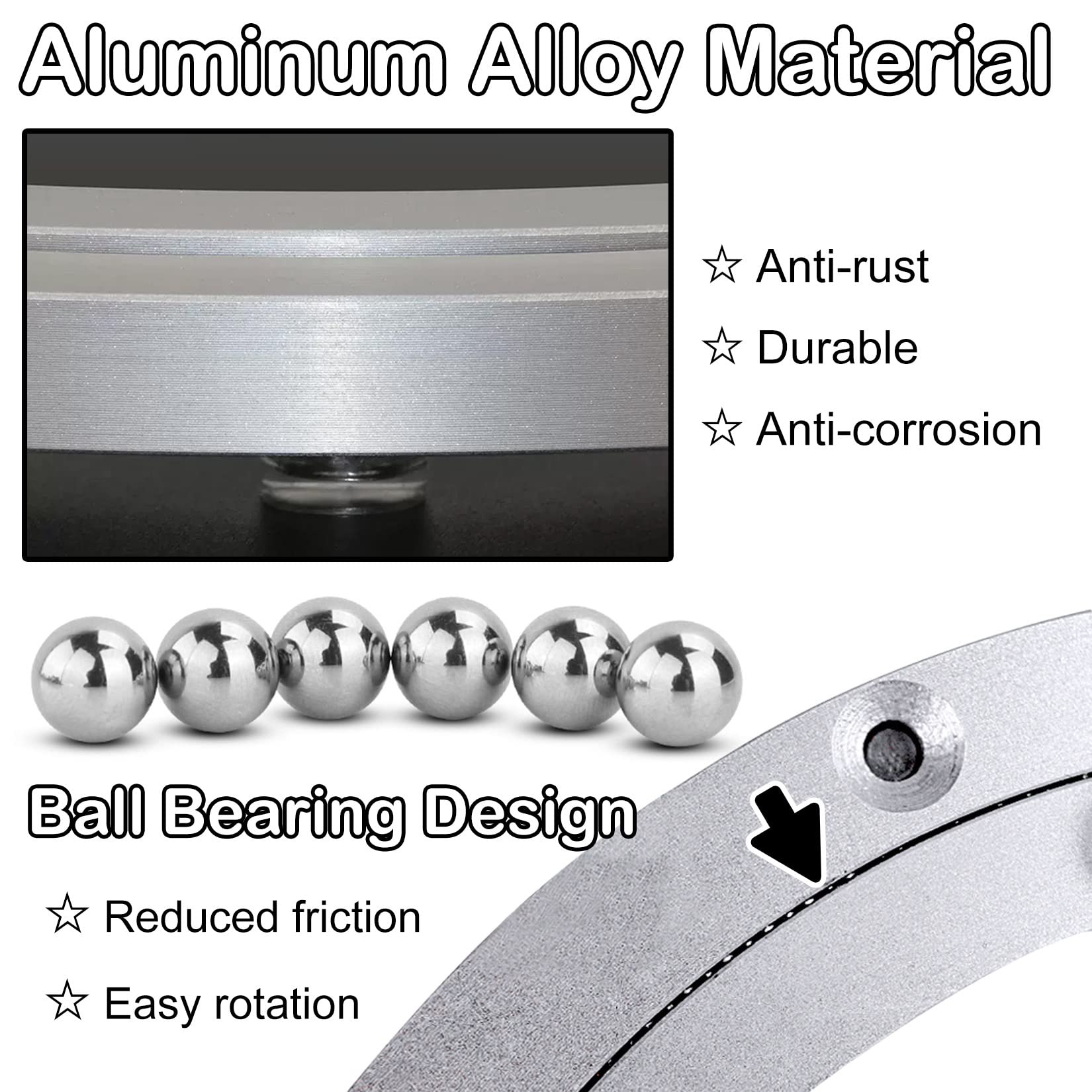 Cuscinetto for giradischi in lega di alluminio, Cuscinetto for giradischi in lega di alluminio con sfera e cuscino antiscivolo Argento, dimensioni multiple(80Cm)