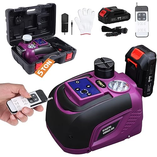 Electric Car Jack TYAYT 5 Ton Cordless Electric Car Hydraulic Jack Battery Powered 12V Electric Car Lift Floor Jack for SUV Sedans