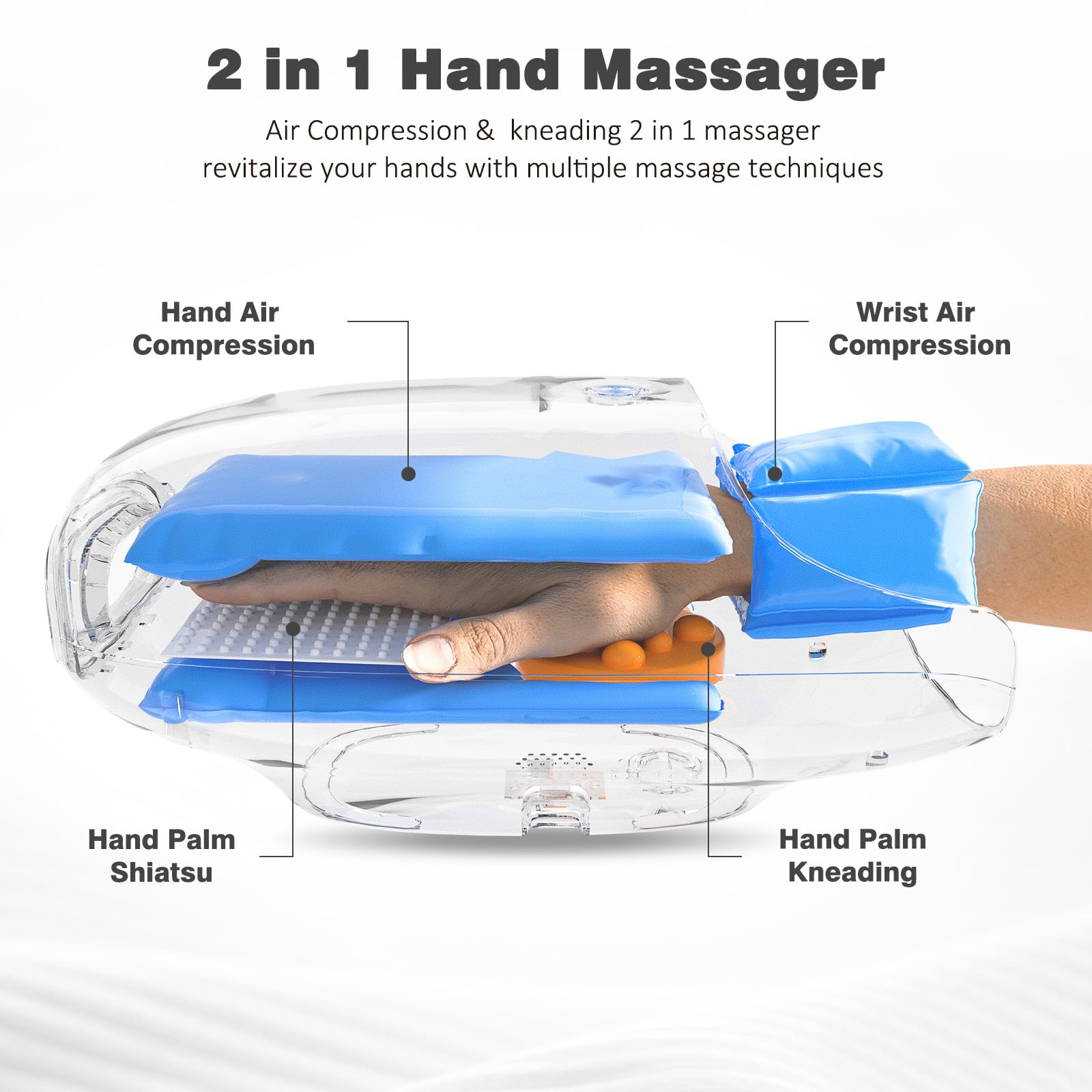 Handmassagegerät mit Kompressionsfunktion, Roll-Knetmassage, Handgelenksmassage. Ein elektrisches Handmassagegerät zur Handpflege und Entspannung, geeignet als Geschenk für Männer und Frauen.