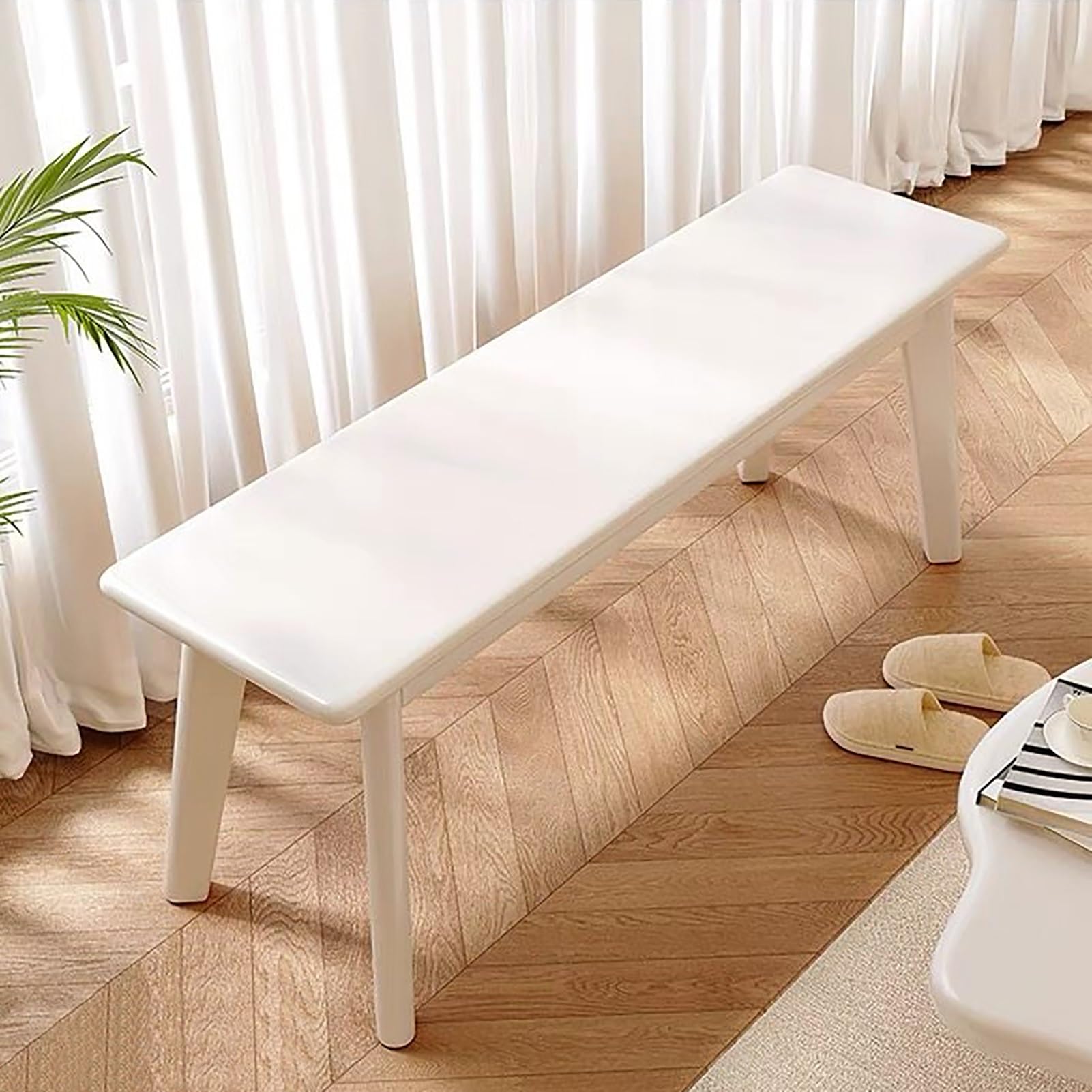 Banco de madera maciza elegante de 59 pulgadas acabado marrón premium para dormitorio